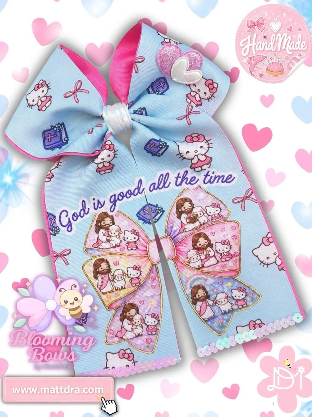 Handmade Christian Hello Kitty Boutique Hair Bow God Is Good Hair Bow